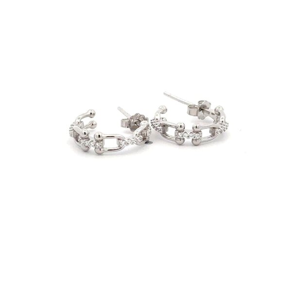 Unbranded Jewelry - 925 Sterling Silver Earrings Semi Hoops